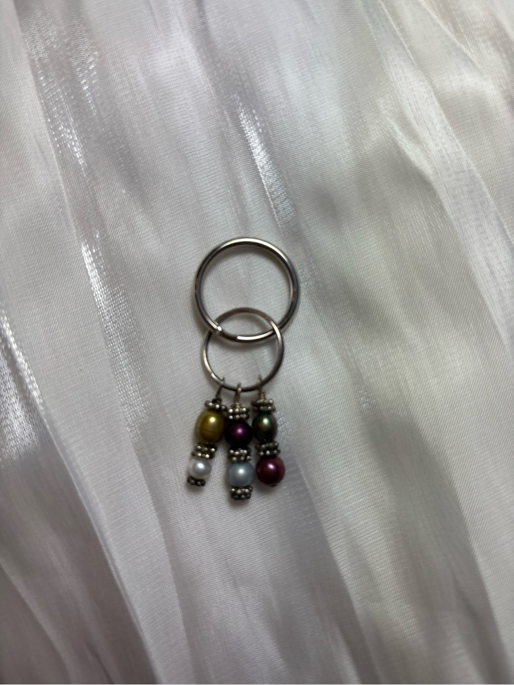 Multi-Color Pearl Drop Keyring Charm - Women's Accessories